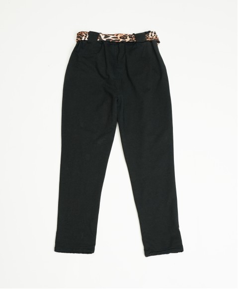 Leopar kemerli pantalon